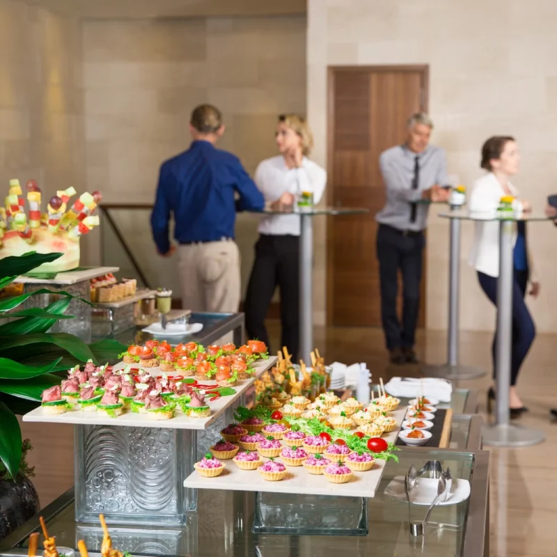 View canapes tartlets buffet table